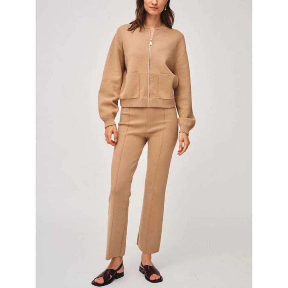 White + Warren Superfine Cotton Kick Flare Pant Camel S NWT Tan Minimalist
